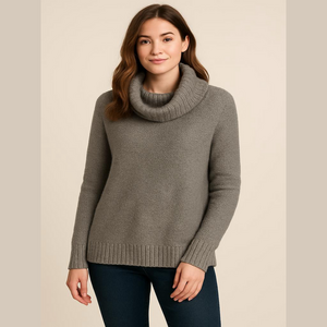 Size medium Banana Republic wool blend gray knit cowl neck pull over sweater